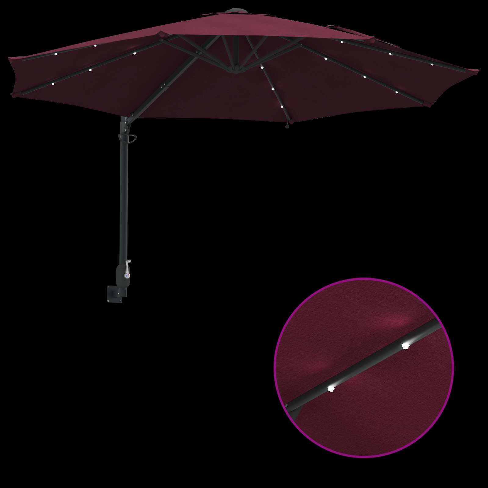 Ombrello da giardino 248 x 248 x 148 cm Poliestere e Acciaio