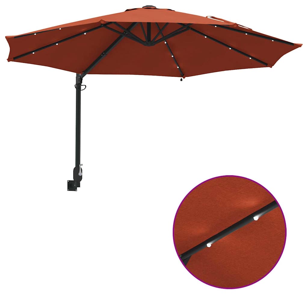 Ombrello da giardino 248 x 248 x 148 cm Poliestere e Acciaio