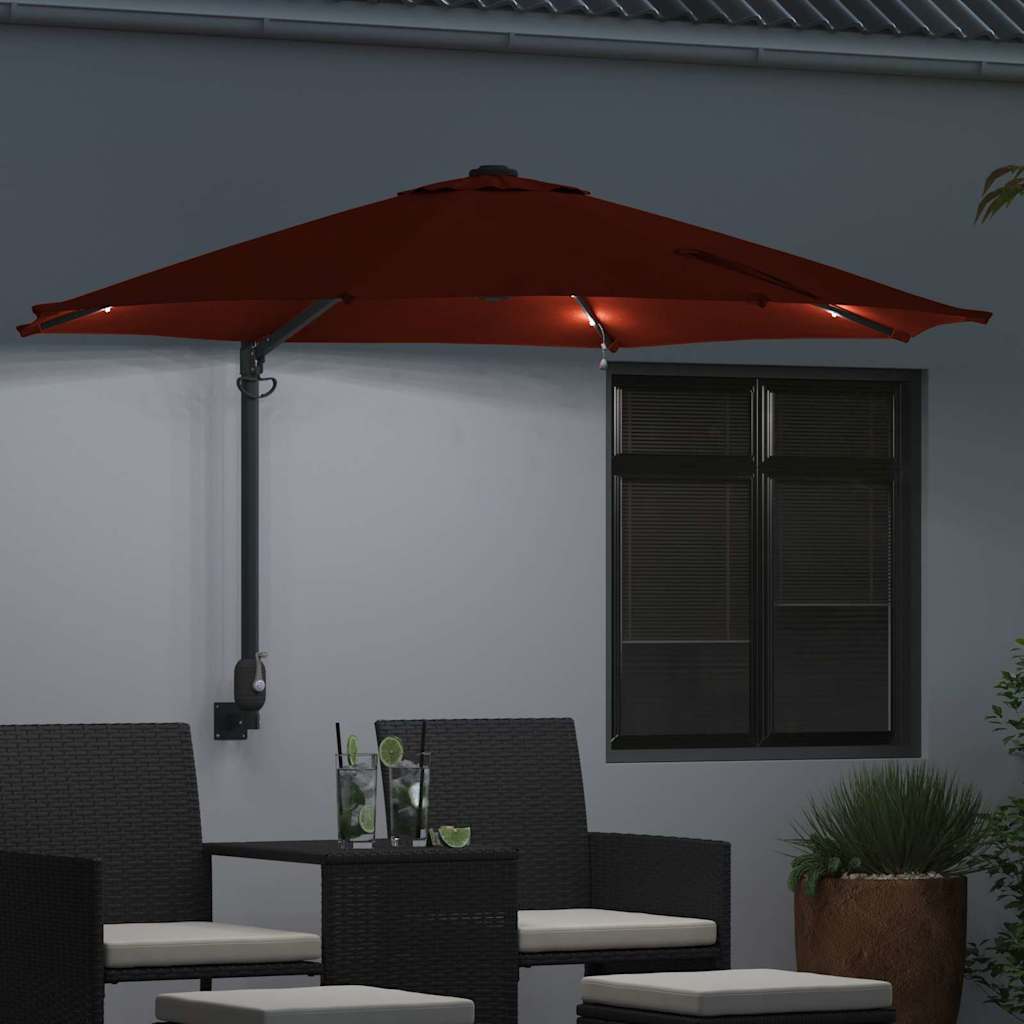 Ombrello da giardino 248 x 248 x 148 cm Poliestere e Acciaio