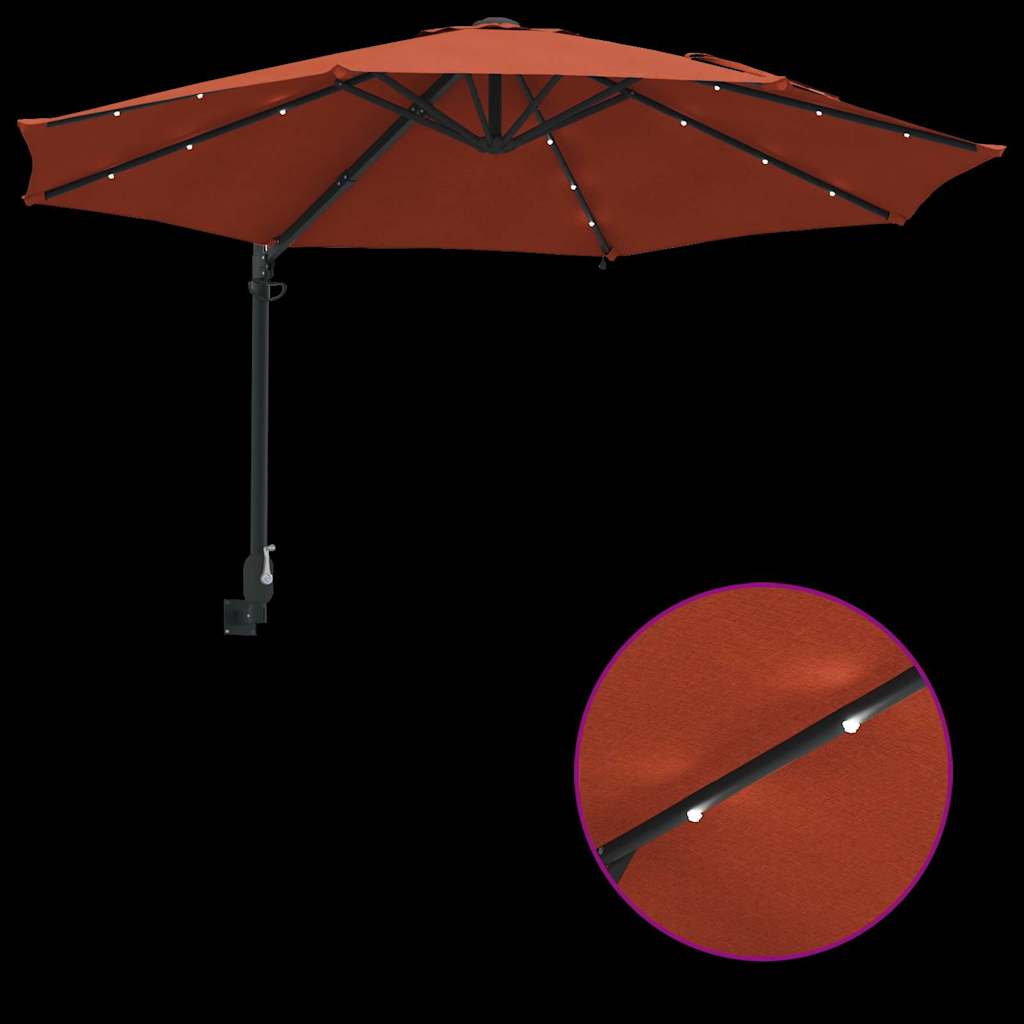 Ombrello da giardino 248 x 248 x 148 cm Poliestere e Acciaio