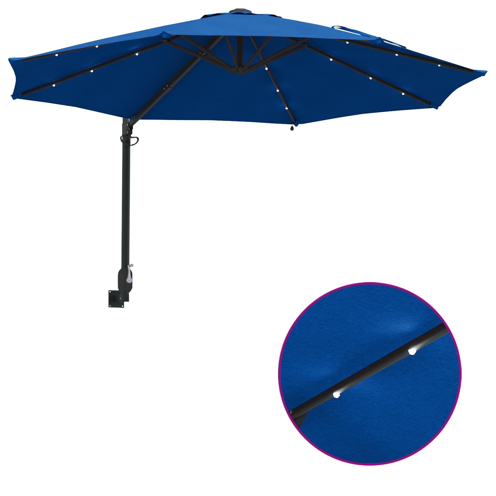 Ombrello da giardino 248 x 248 x 148 cm Poliestere e Acciaio