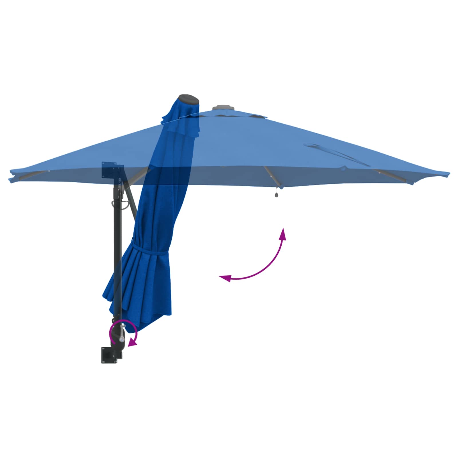Ombrello da giardino 248 x 248 x 148 cm Poliestere e Acciaio