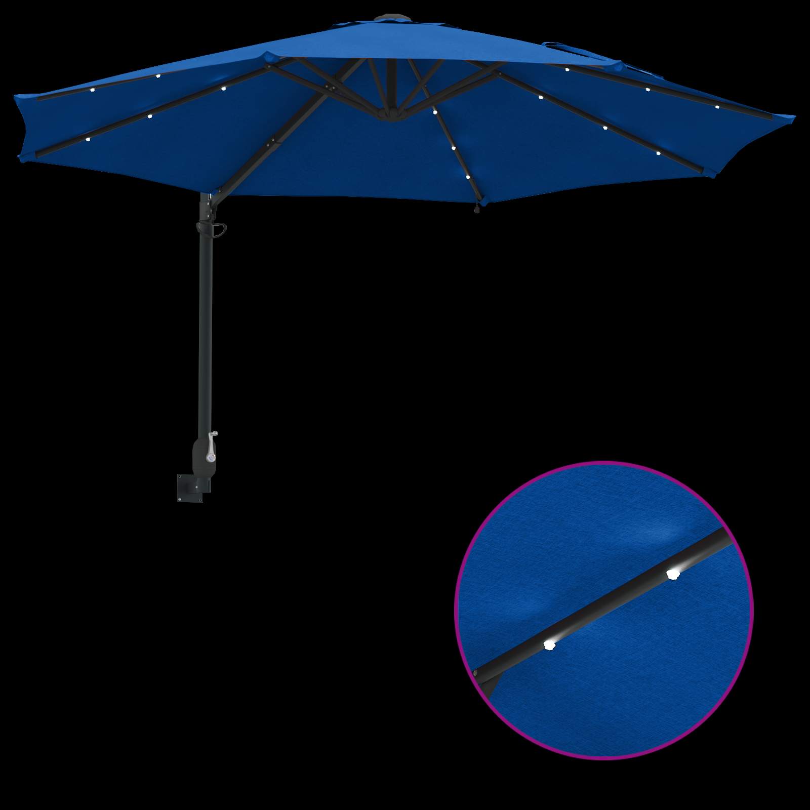 Ombrello da giardino 248 x 248 x 148 cm Poliestere e Acciaio