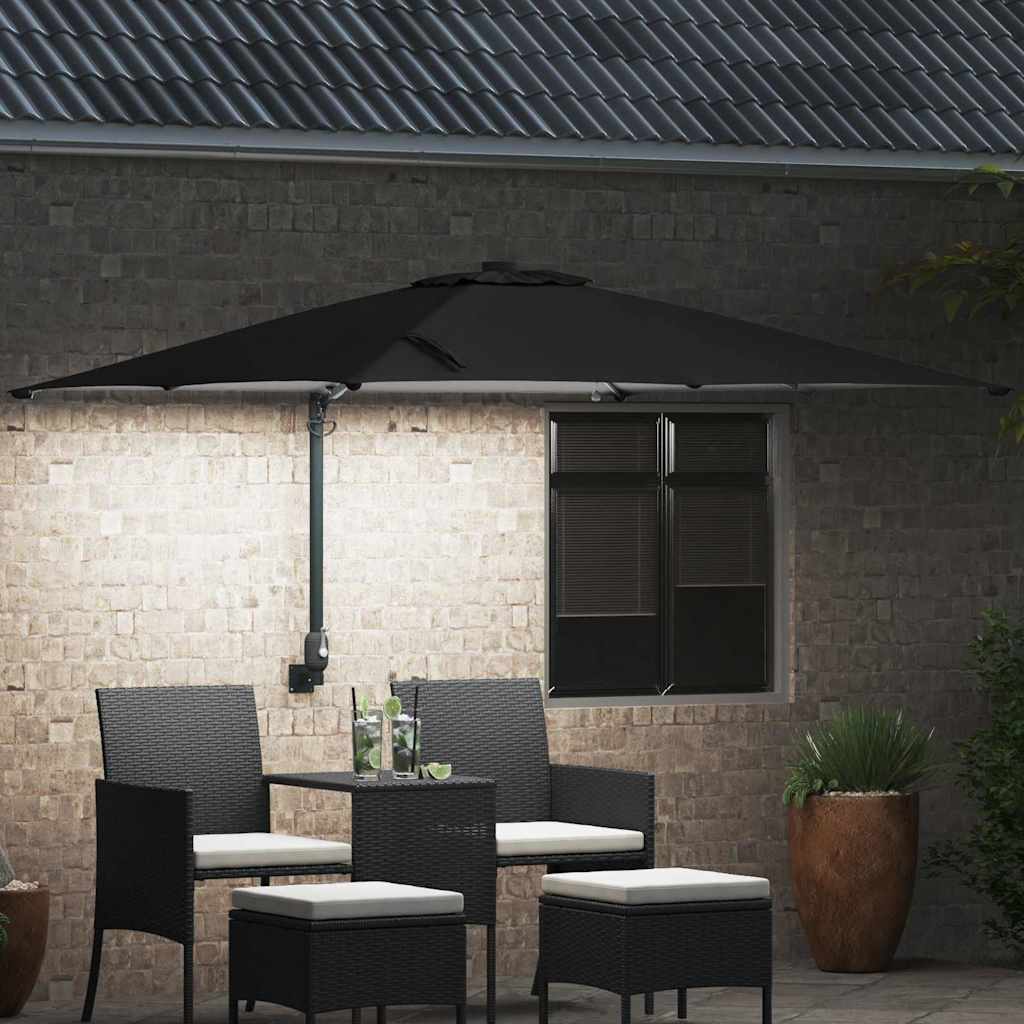 Ombrello da giardino Nero 248,5 x 247,5 x 160 cm