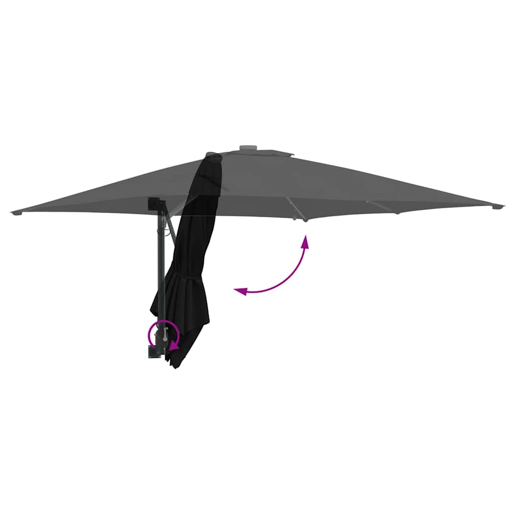 Ombrello da giardino Nero 248,5 x 247,5 x 160 cm