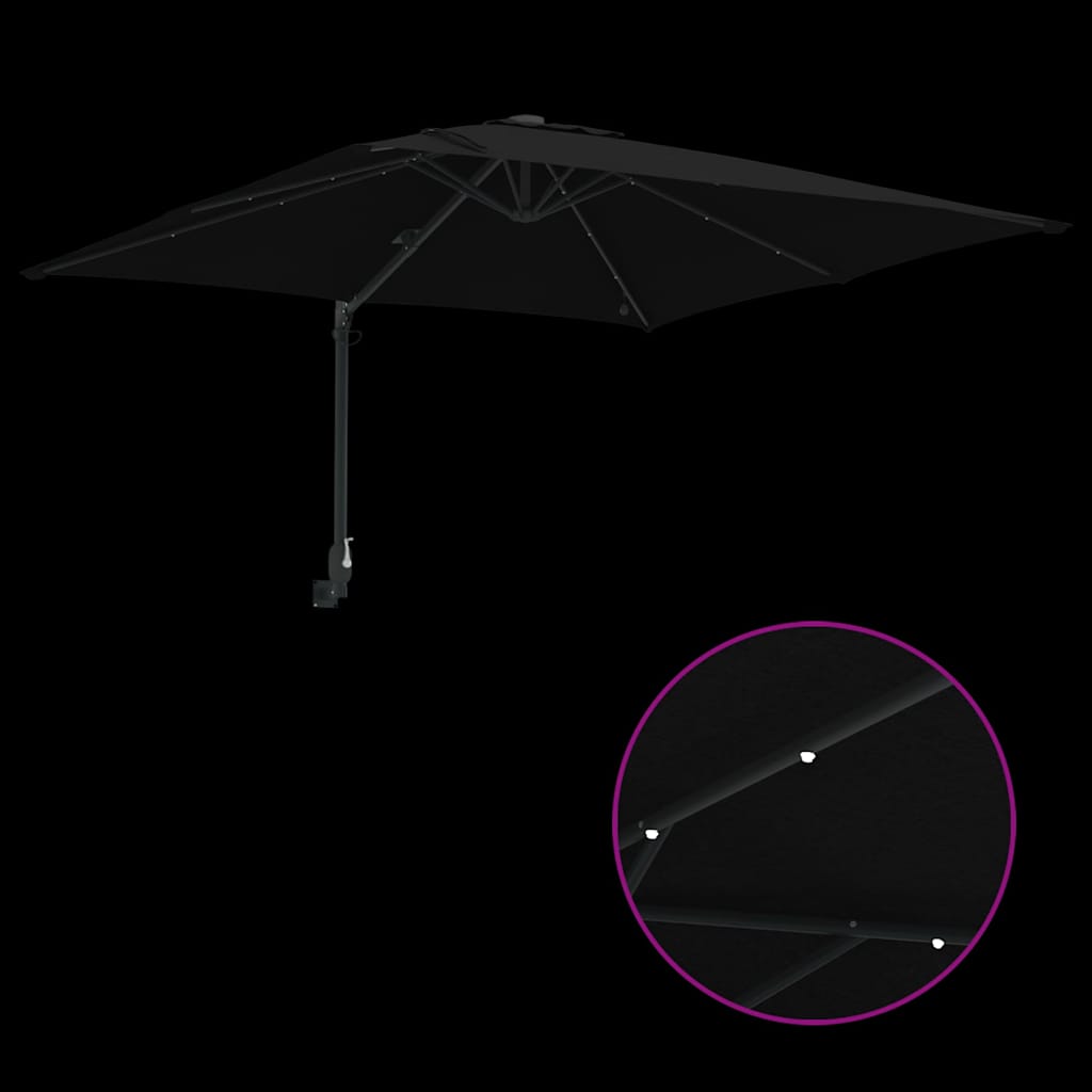 Ombrello da giardino Nero 248,5 x 247,5 x 160 cm