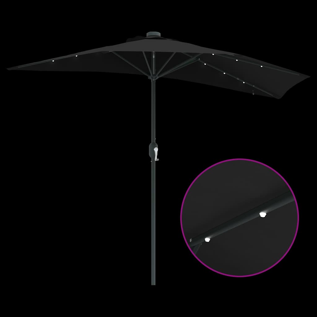 Ombrello da giardino Nero 294 x 150 x 223 cm