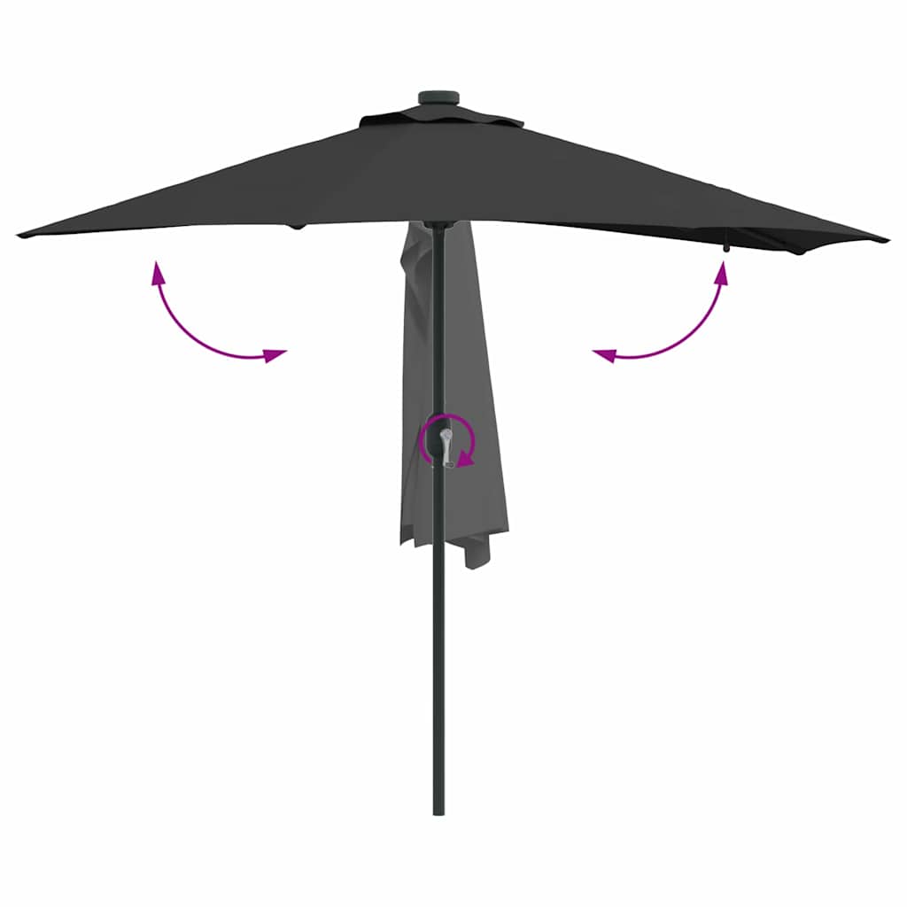 Ombrello da giardino Nero 294 x 150 x 223 cm