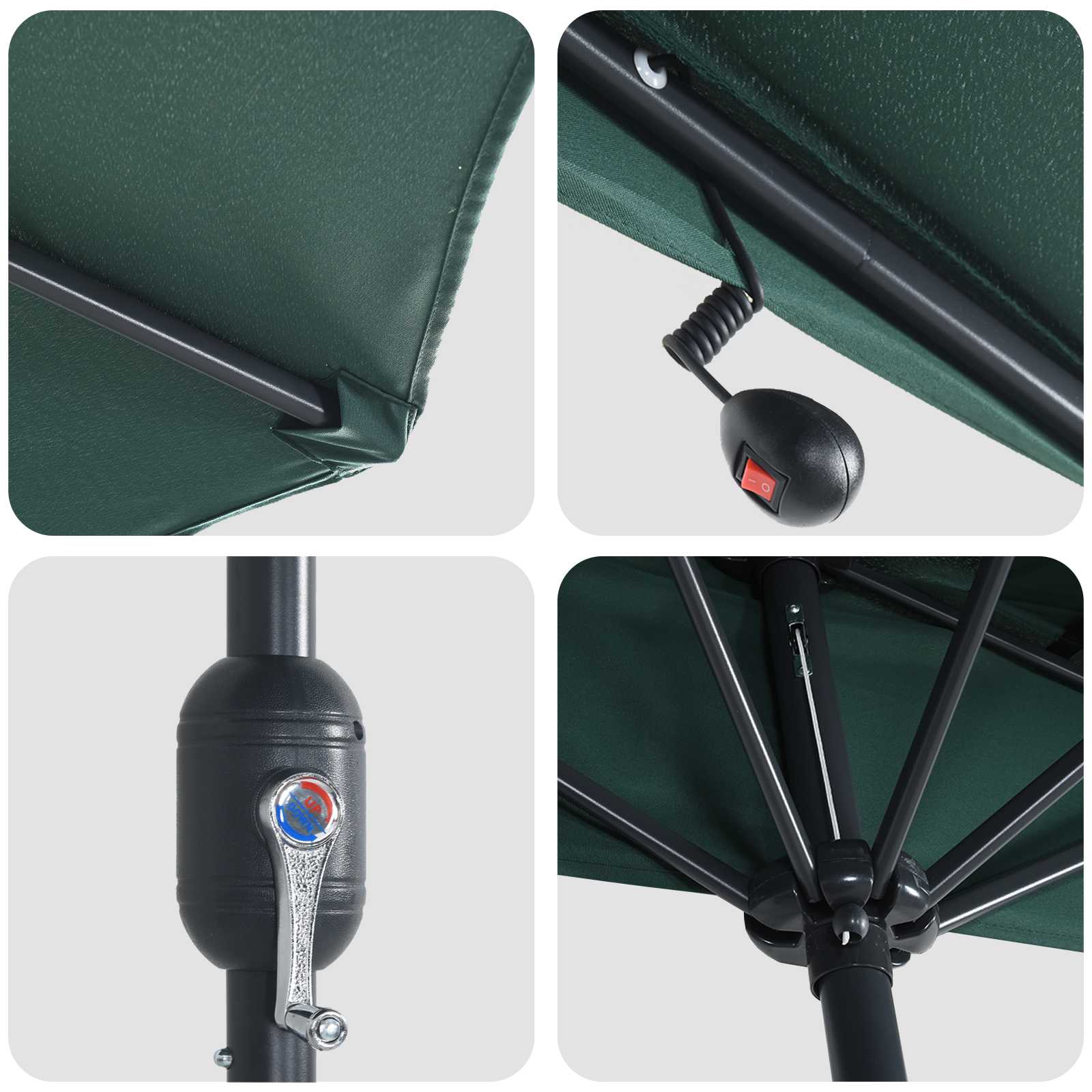 Ombrello da giardino 294 x 150 x 224 cm Poliestere e Acciaio