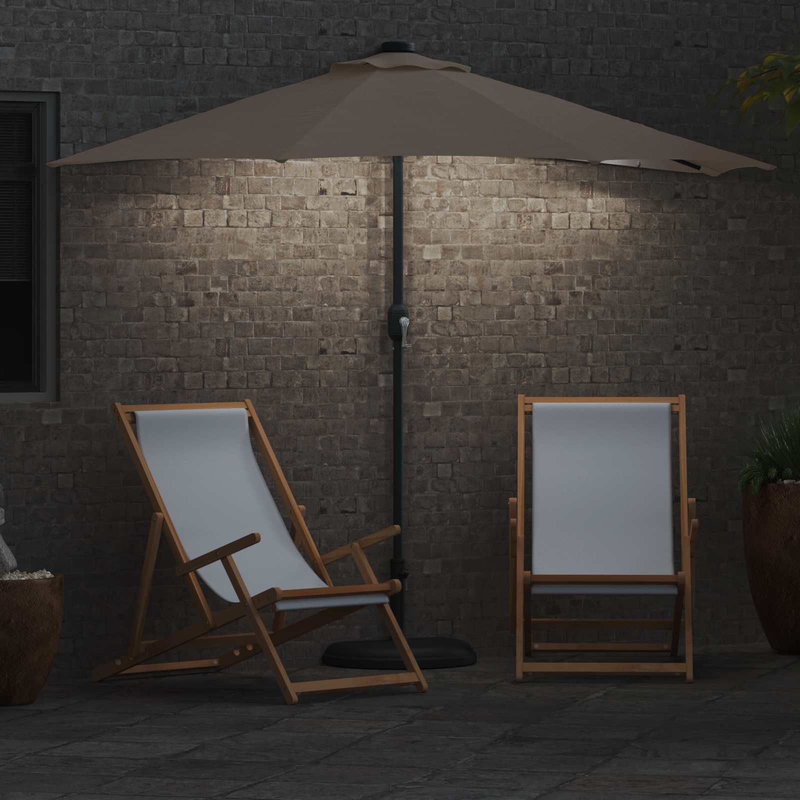 Ombrello da giardino 294 x 150 x 224 cm Poliestere e Acciaio