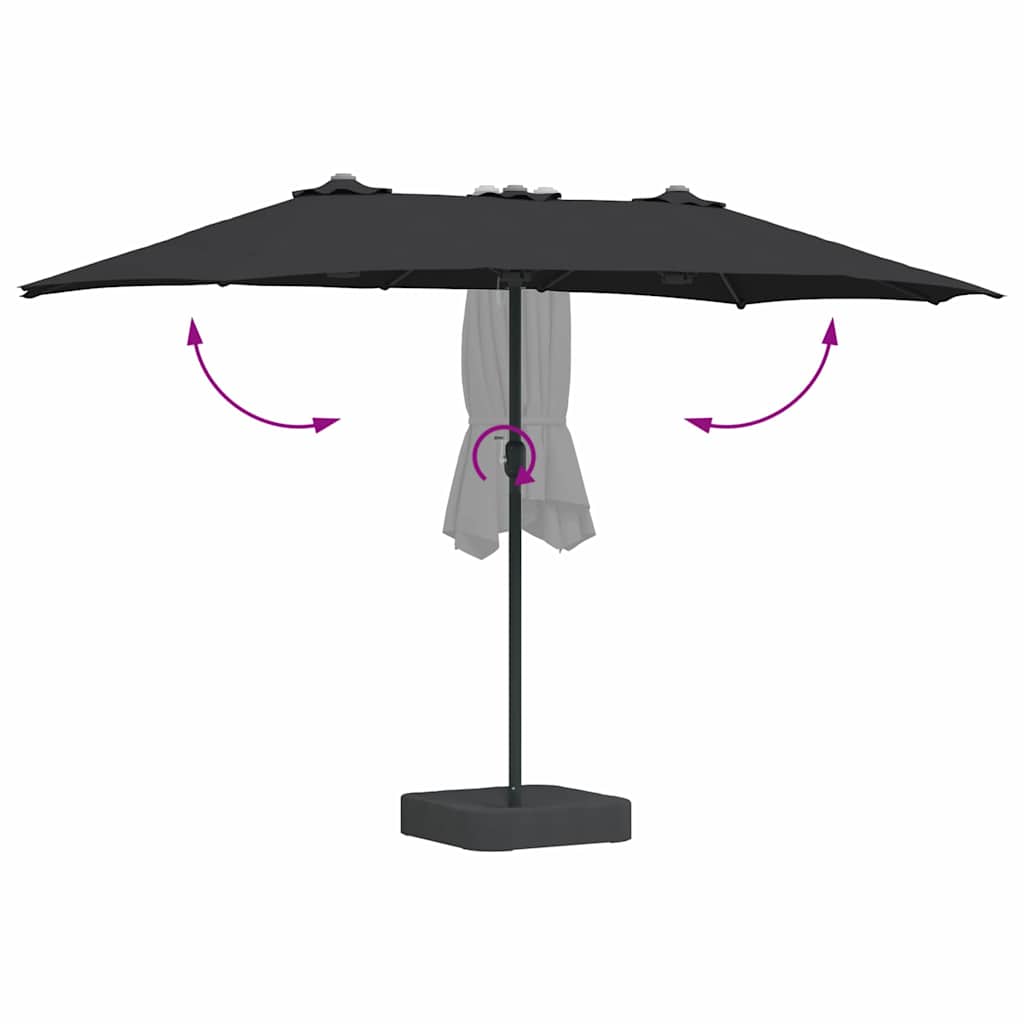 Ombrello da giardino Nero 385 x 209 x 244 cm