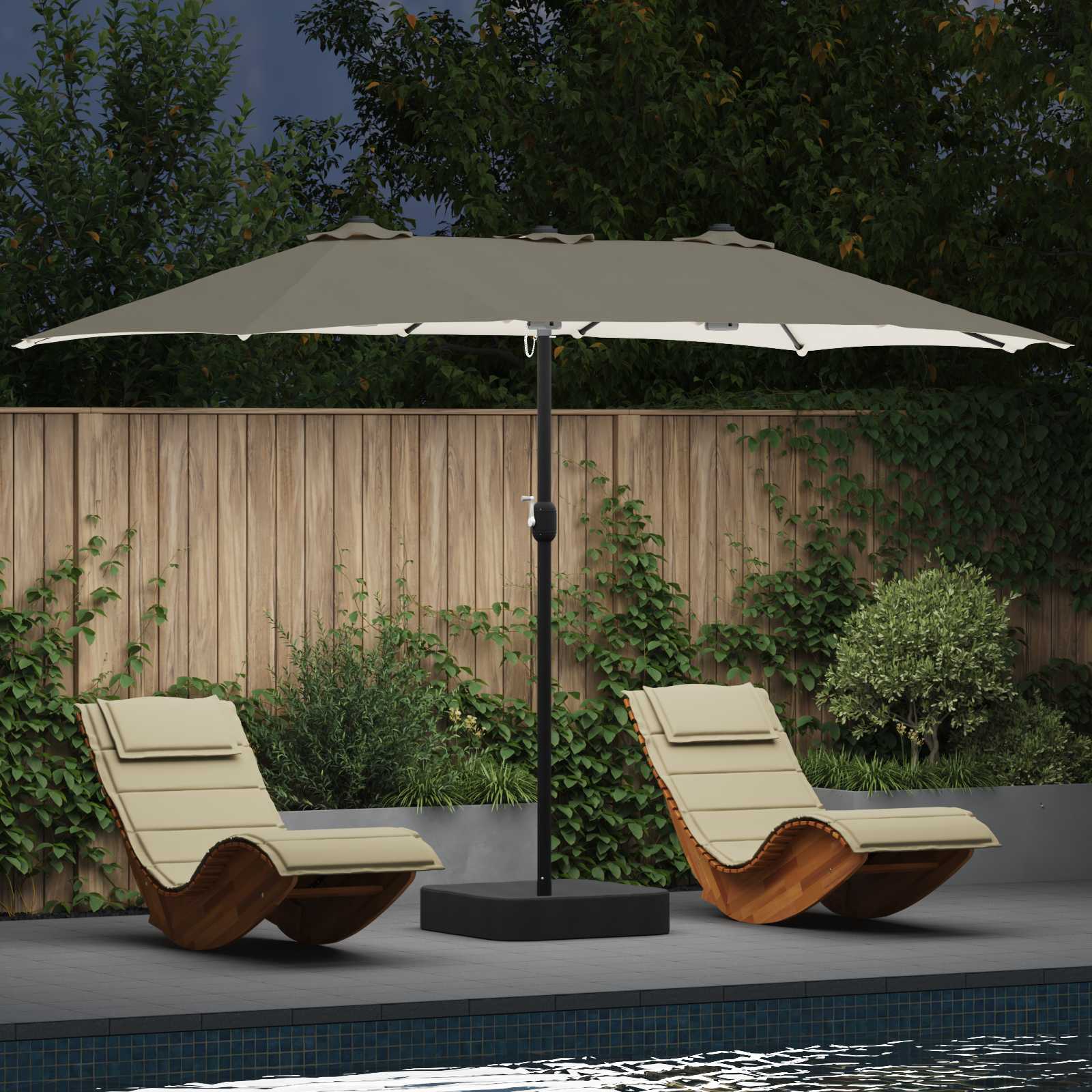 Ombrello da giardino Sabbiato e Antracite 385 x 209 x 244 cm