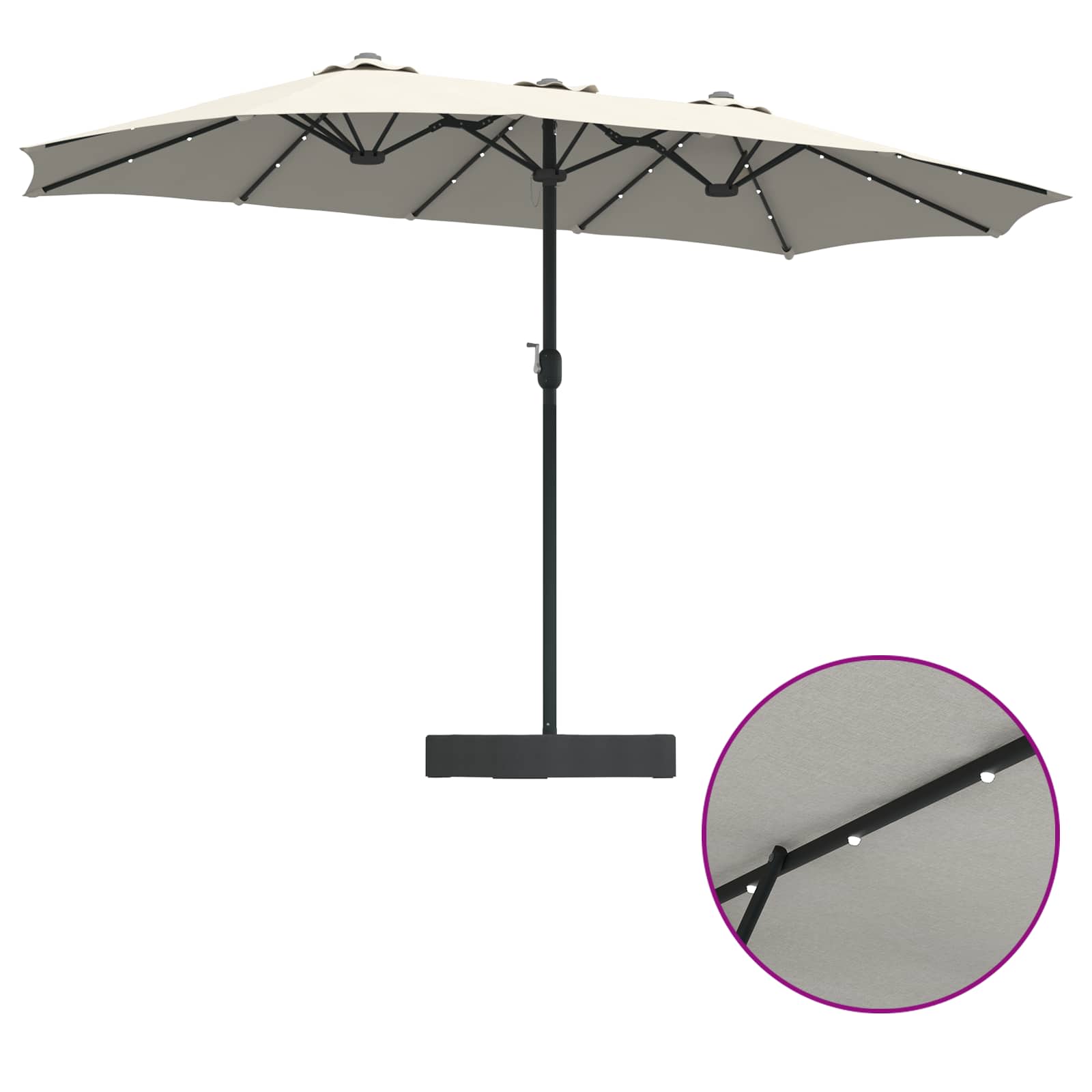 Ombrello da giardino Sabbiato e Antracite 385 x 209 x 244 cm