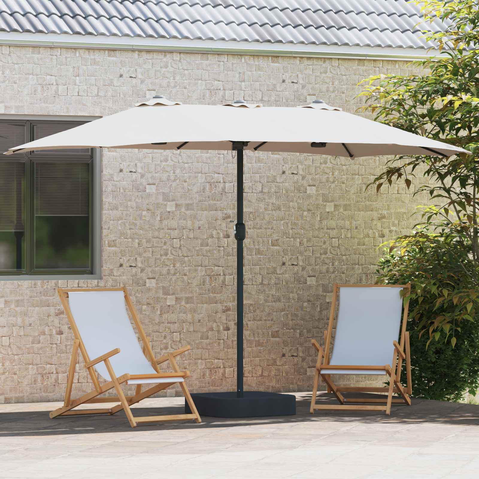 Ombrello da giardino Sabbiato e Antracite 385 x 209 x 244 cm