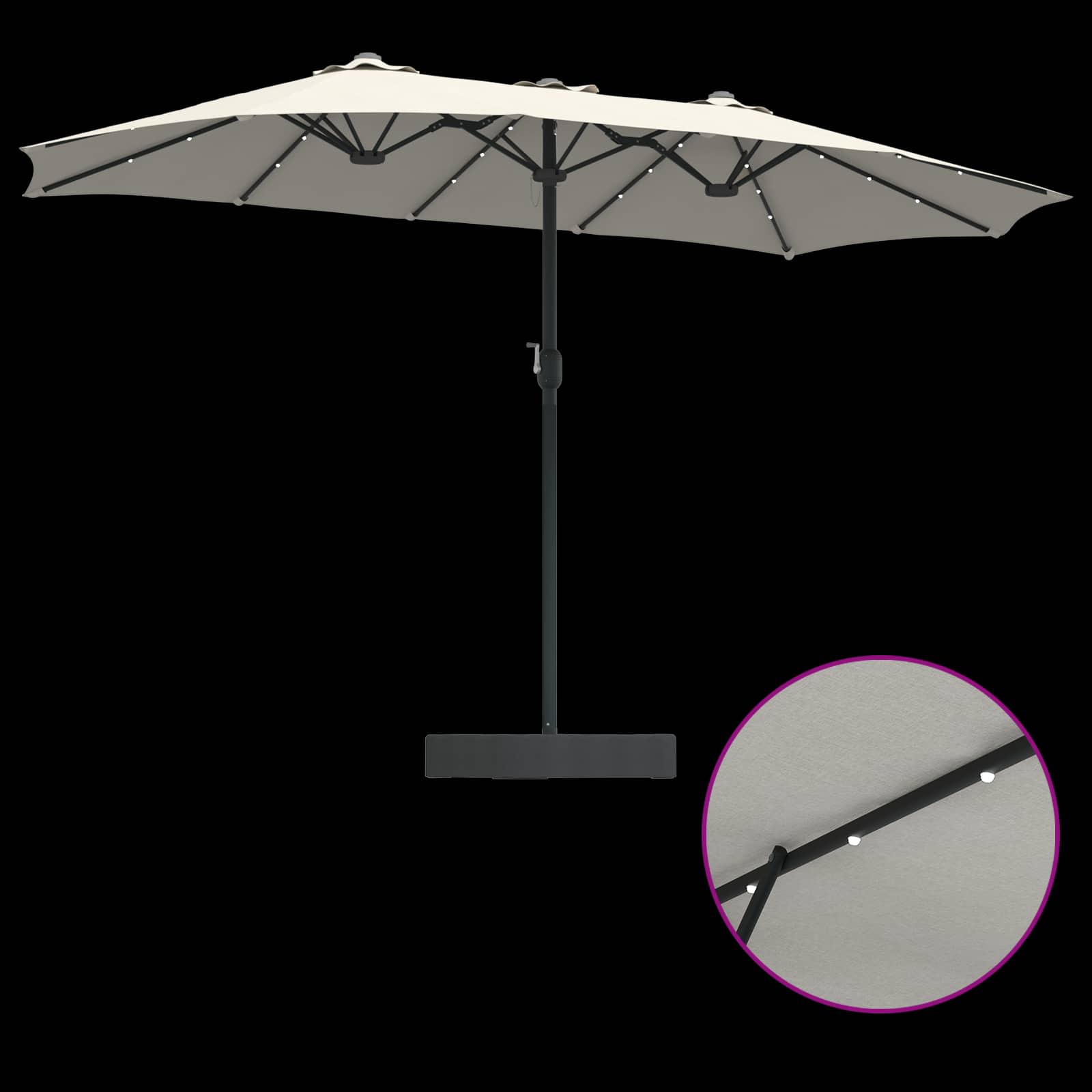 Ombrello da giardino Sabbiato e Antracite 385 x 209 x 244 cm