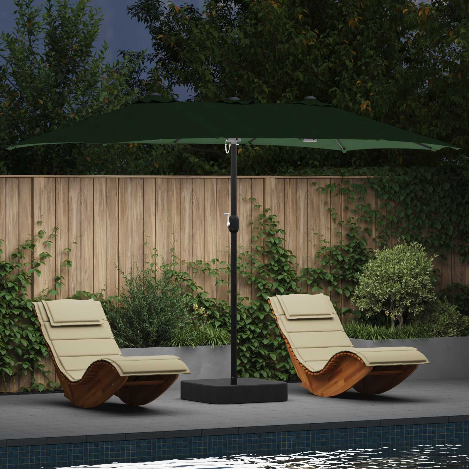 Ombrello da giardino Verde 385 x 209 x 244 cm Poliestere