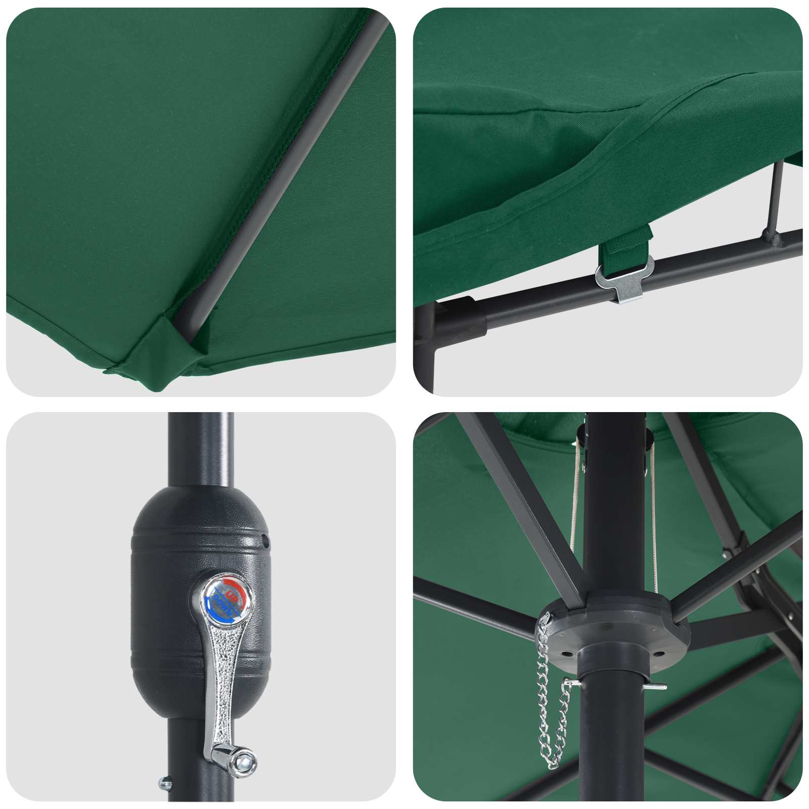 Ombrello da giardino Verde 385 x 209 x 244 cm Poliestere