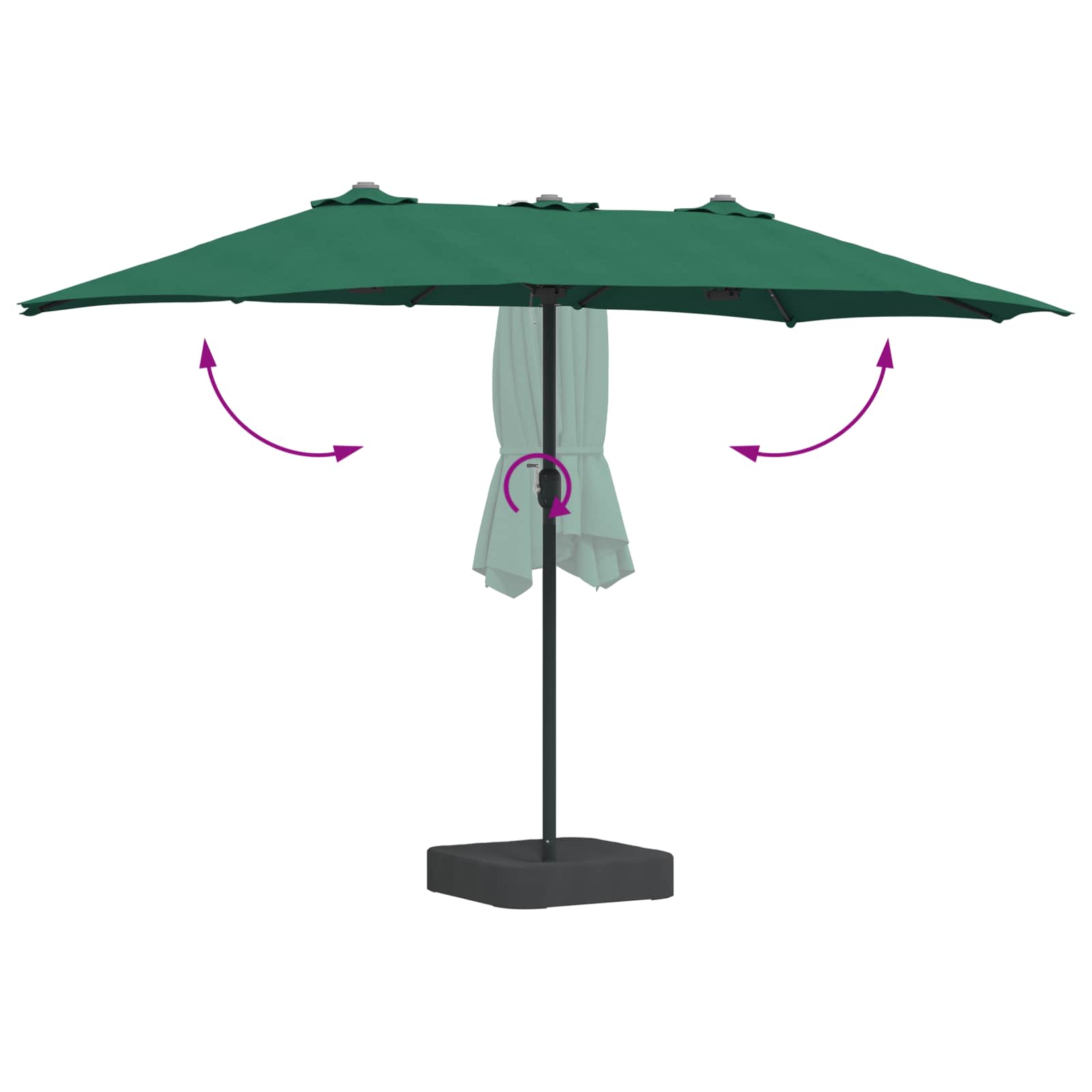 Ombrello da giardino Verde 385 x 209 x 244 cm Poliestere