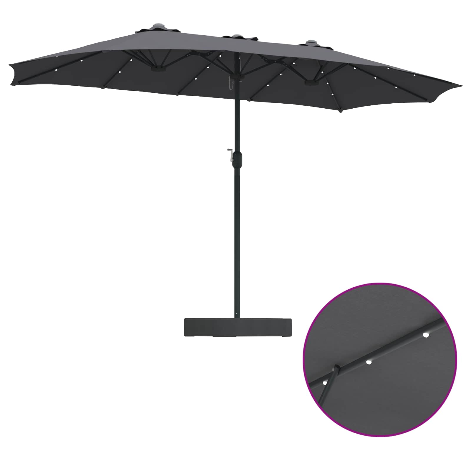 Ombrello da giardino Antracite 385 x 209 x 244 cm Poliestere