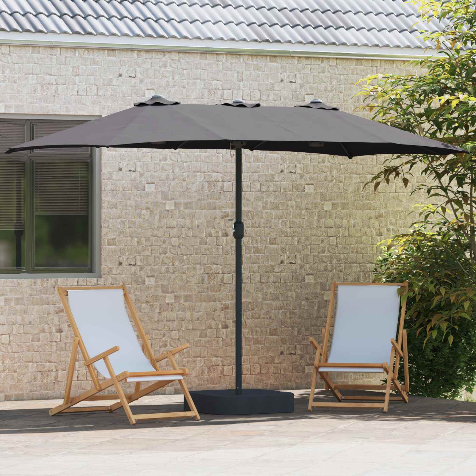 Ombrello da giardino Antracite 385 x 209 x 244 cm Poliestere