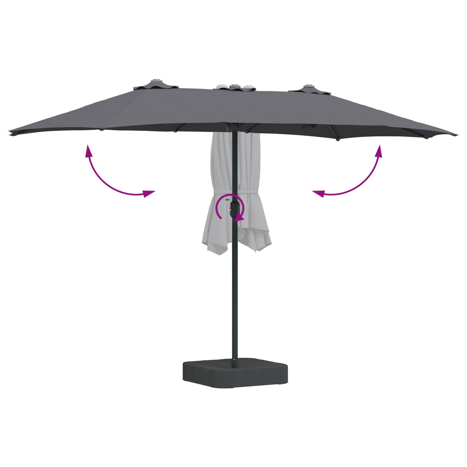 Ombrello da giardino Antracite 385 x 209 x 244 cm Poliestere