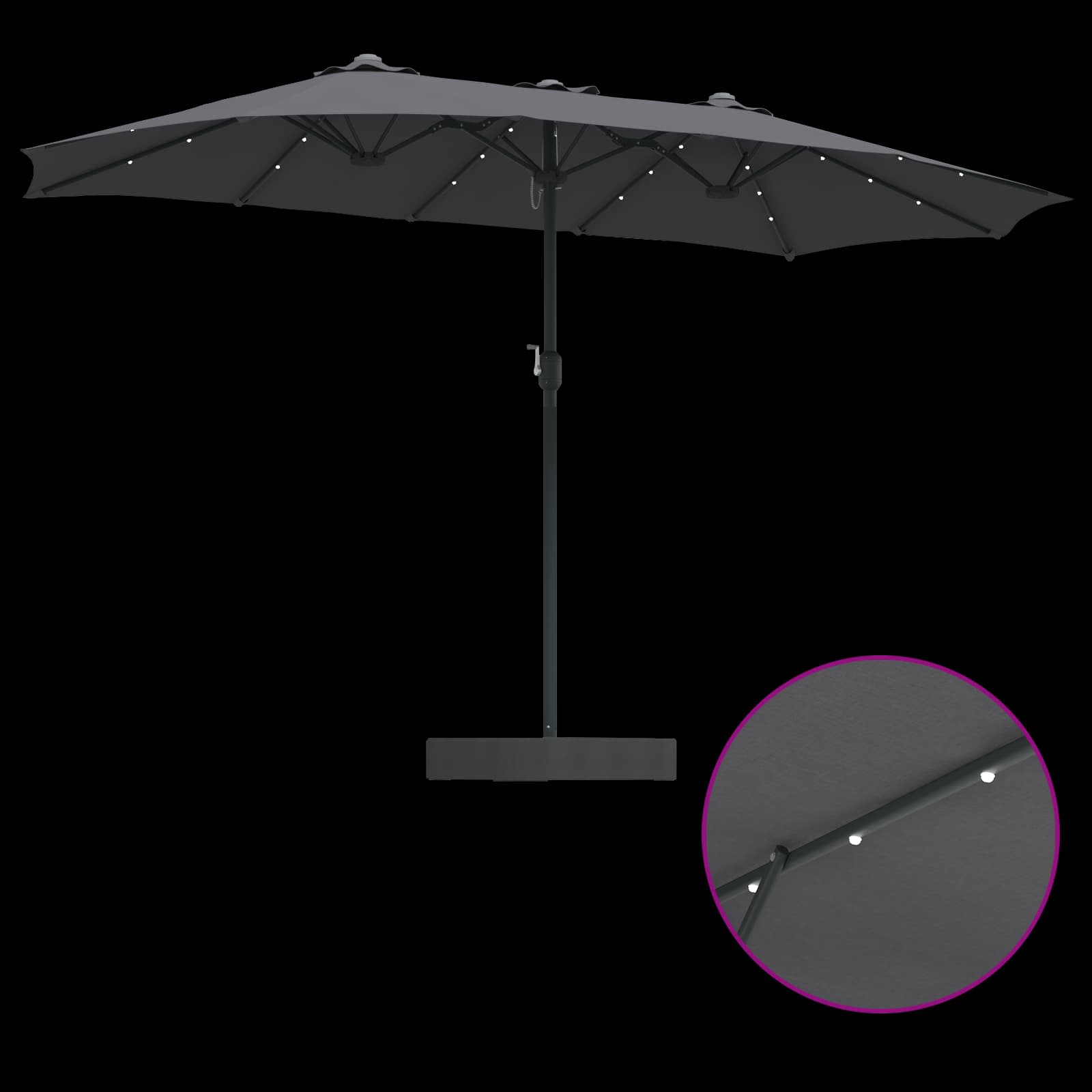 Ombrello da giardino Antracite 385 x 209 x 244 cm Poliestere
