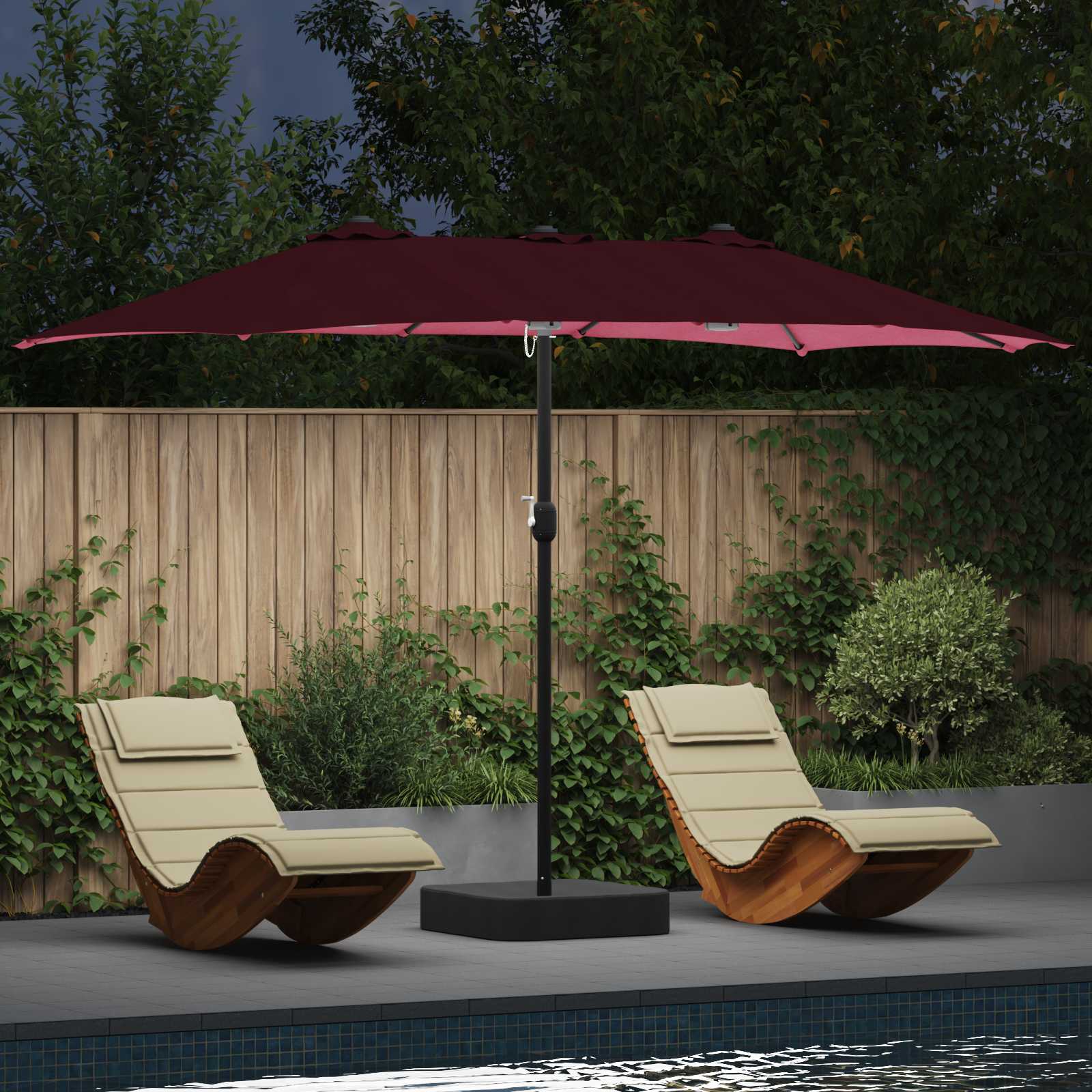 Ombrello da giardino Rosso Bordeaux 385 x 209 x 244 cm