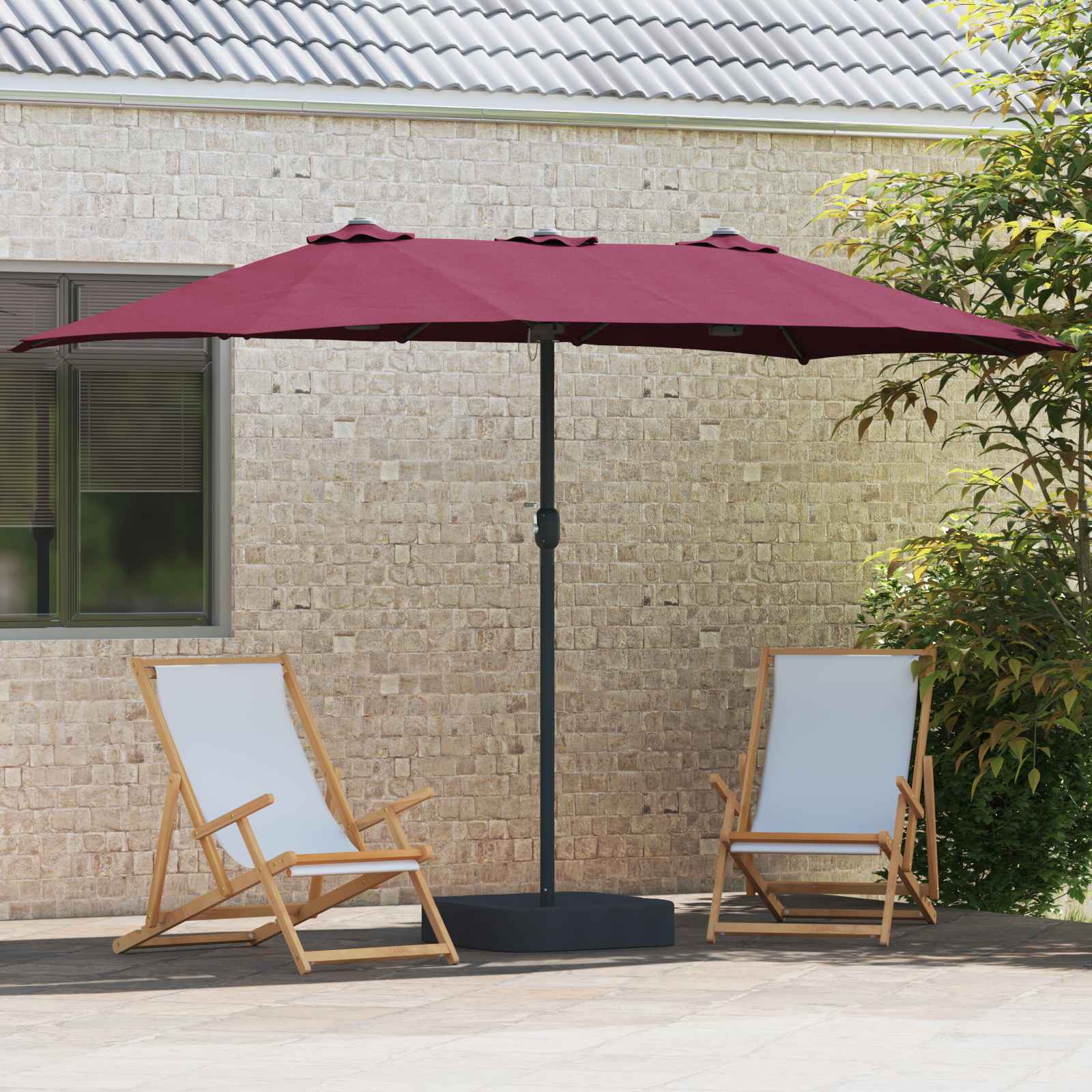 Ombrello da giardino Rosso Bordeaux 385 x 209 x 244 cm