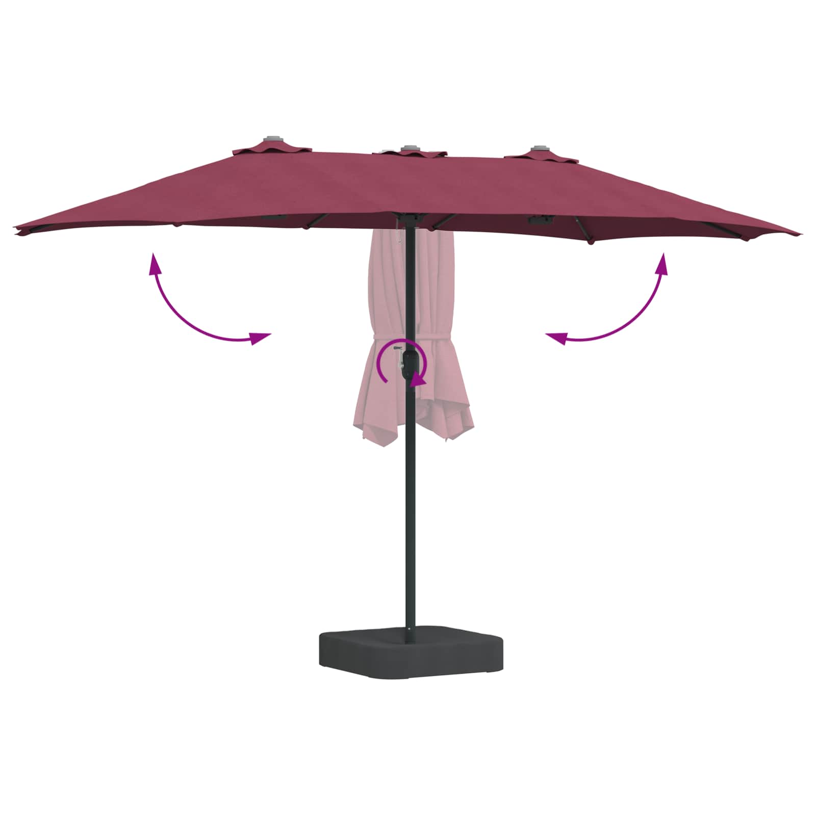 Ombrello da giardino Rosso Bordeaux 385 x 209 x 244 cm