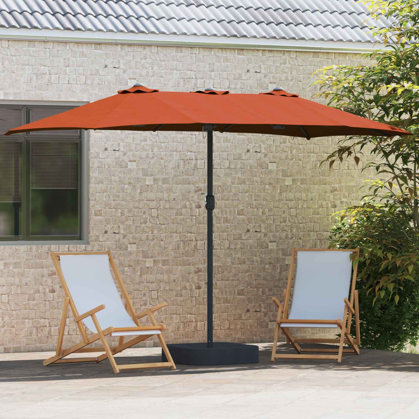 Ombrello da giardino Terracotta 385 x 209 x 244 cm Poliestere