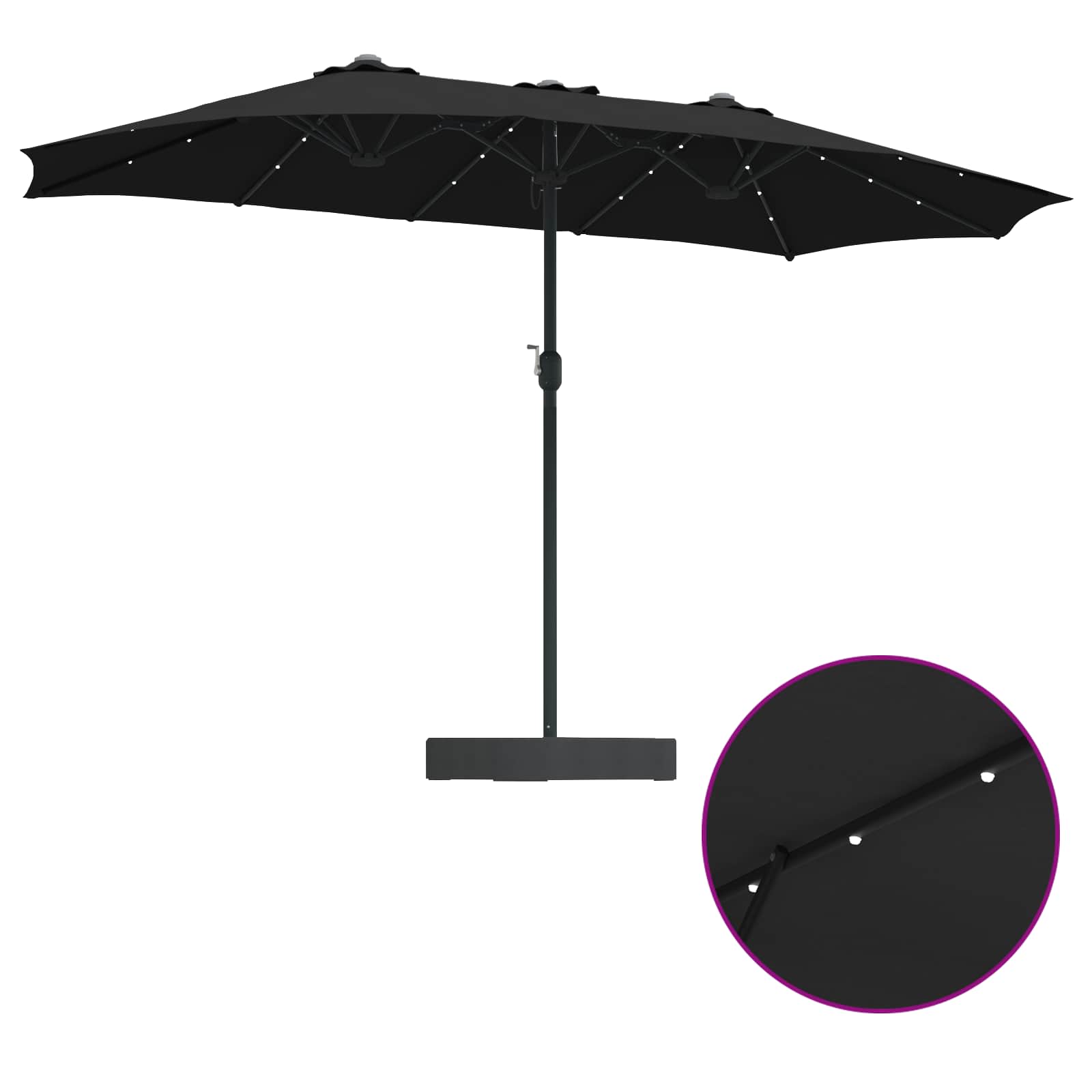 Ombrello da giardino Nero 385 x 209 x 244 cm Poliestere