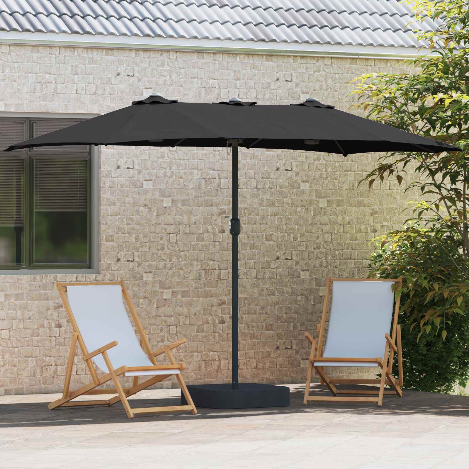 Ombrello da giardino Nero 385 x 209 x 244 cm Poliestere