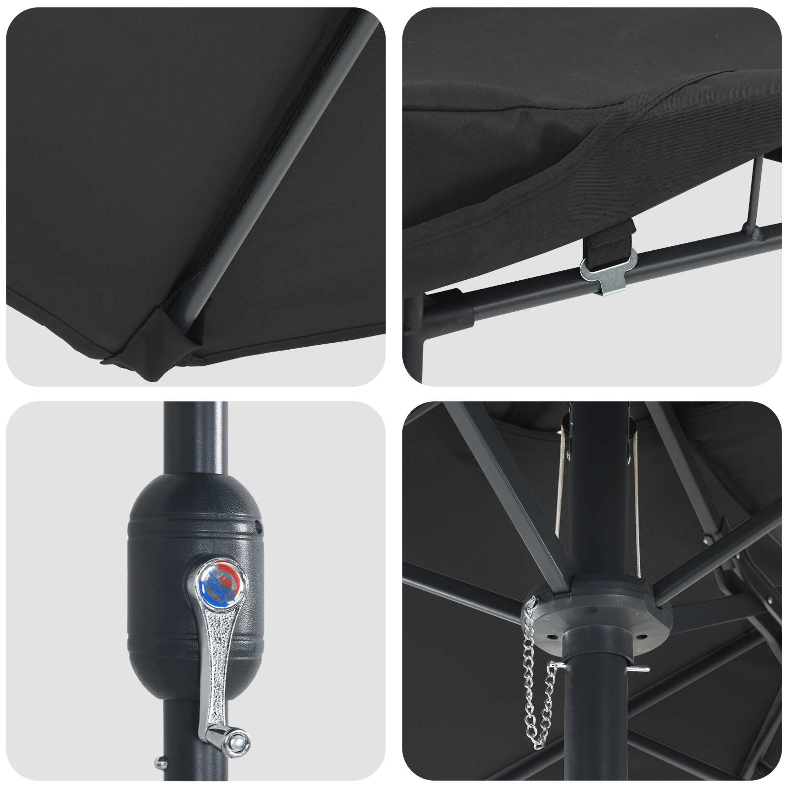 Ombrello da giardino Nero 385 x 209 x 244 cm Poliestere