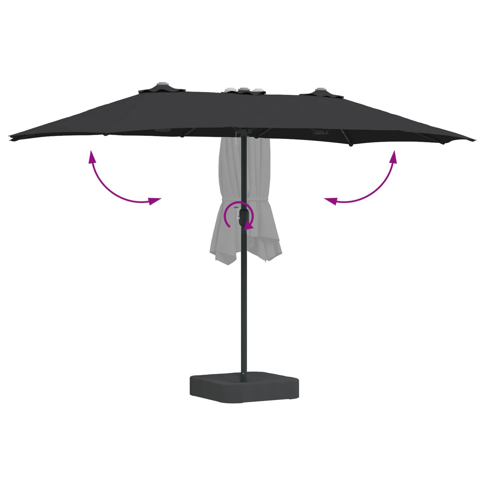 Ombrello da giardino Nero 385 x 209 x 244 cm Poliestere