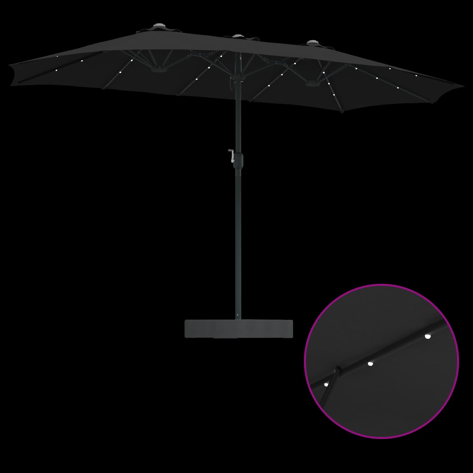 Ombrello da giardino Nero 385 x 209 x 244 cm Poliestere