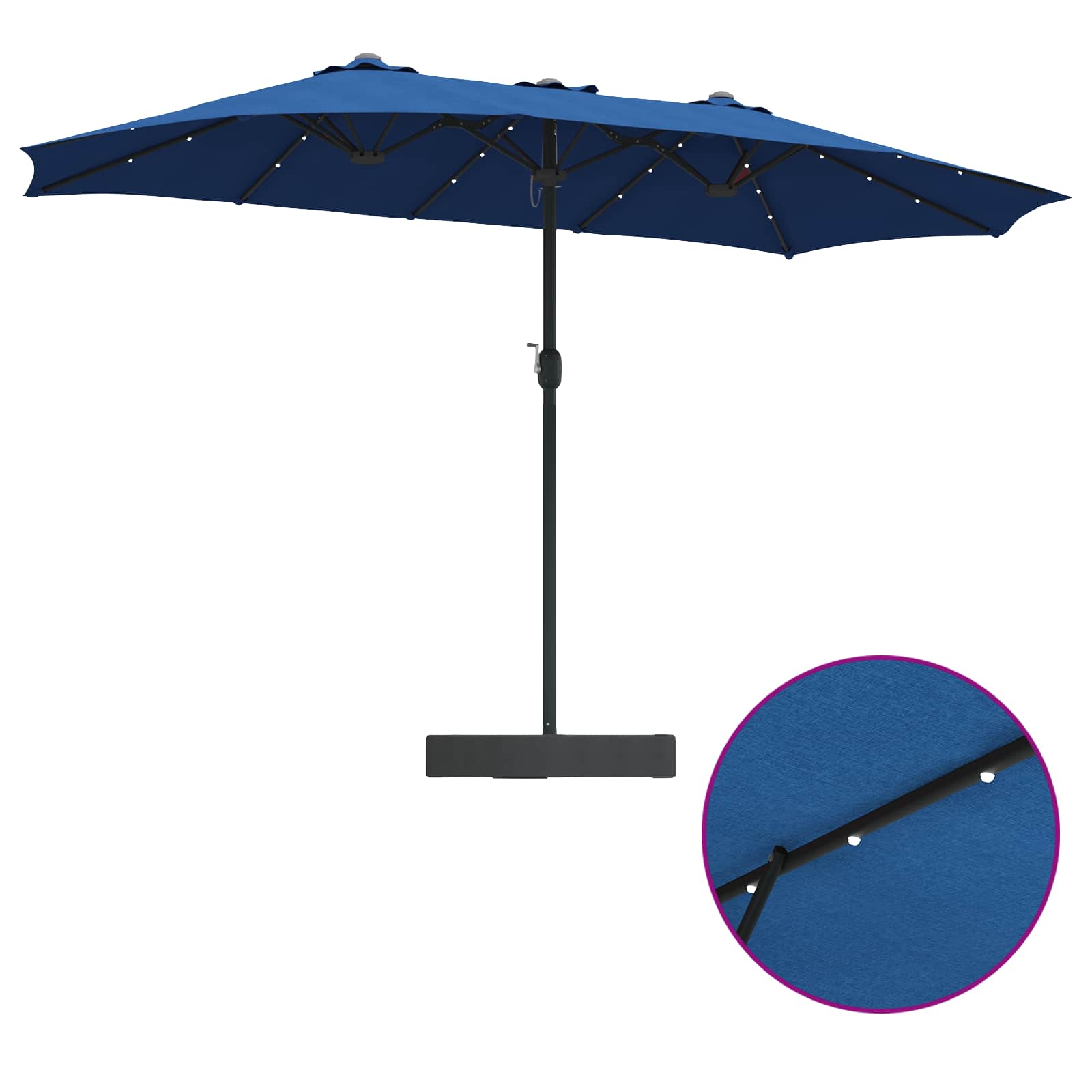 Ombrello da giardino 385 x 209 x 244 cm Poliestere Azzurro