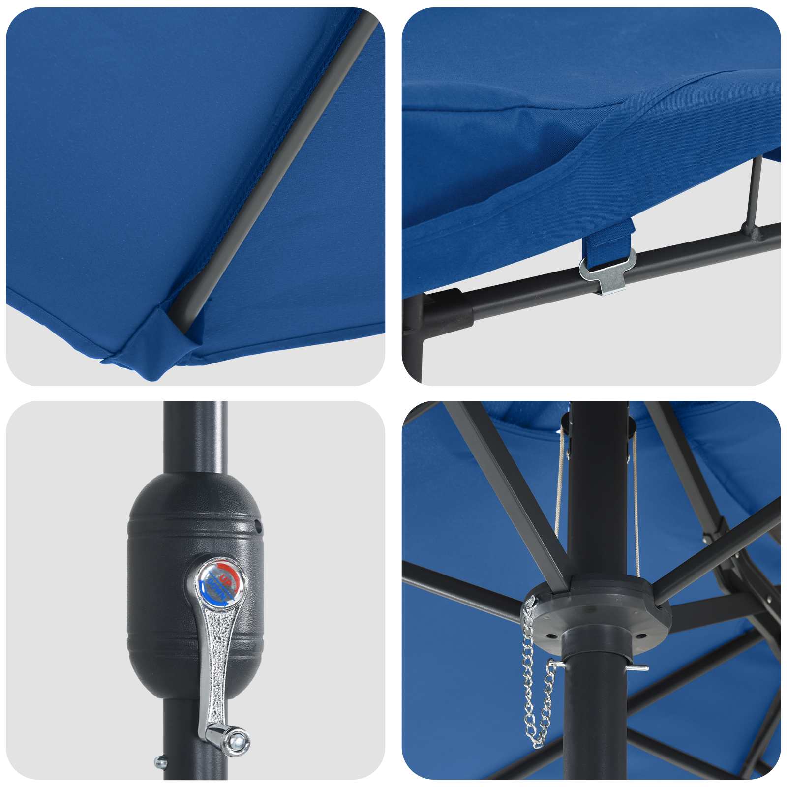Ombrello da giardino 385 x 209 x 244 cm Poliestere Azzurro