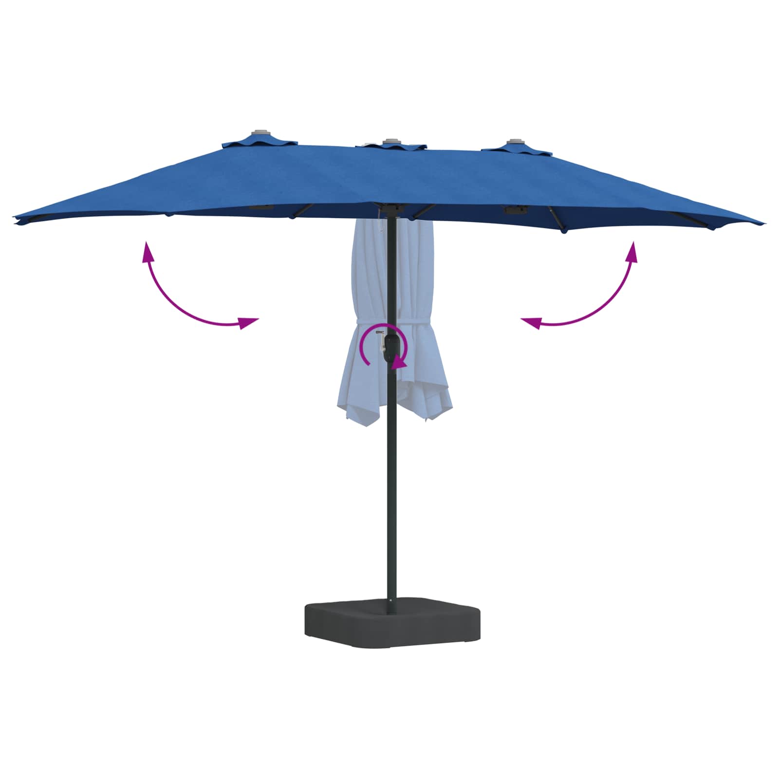 Ombrello da giardino 385 x 209 x 244 cm Poliestere Azzurro
