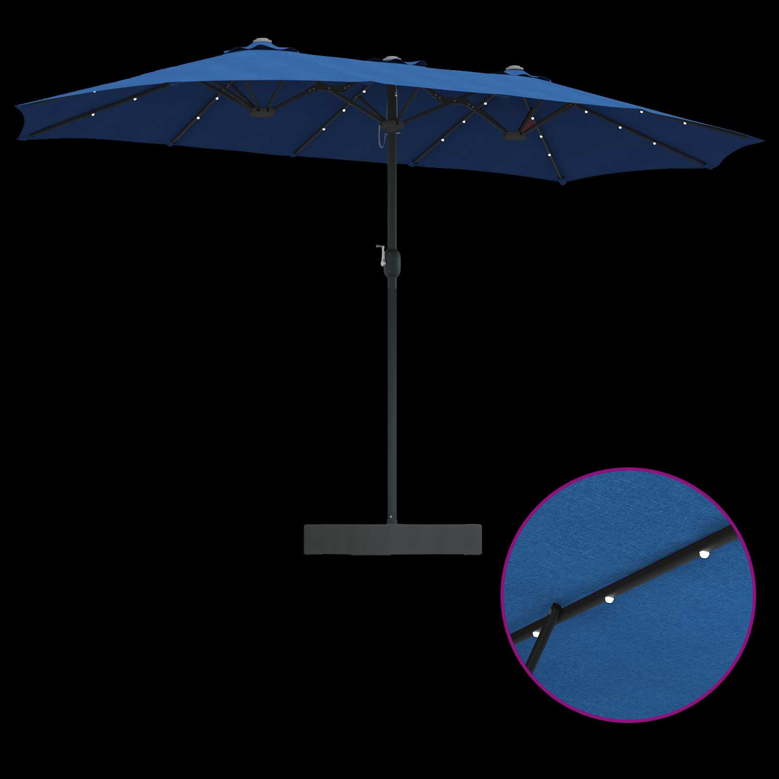 Ombrello da giardino 385 x 209 x 244 cm Poliestere Azzurro