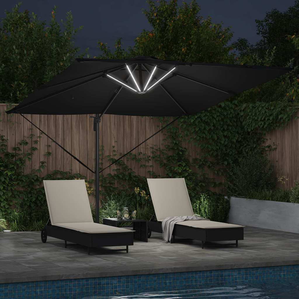 Ombrellone Nero 286 x 284 x 270 cm Alluminio e Poliestere