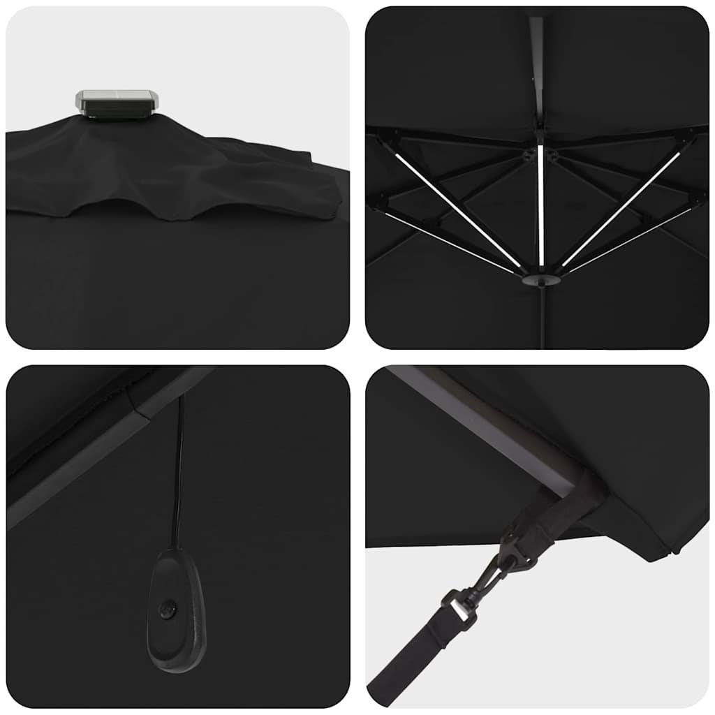 Ombrellone 352 x 251 x 265 cm Poliestere e Alluminio Nero