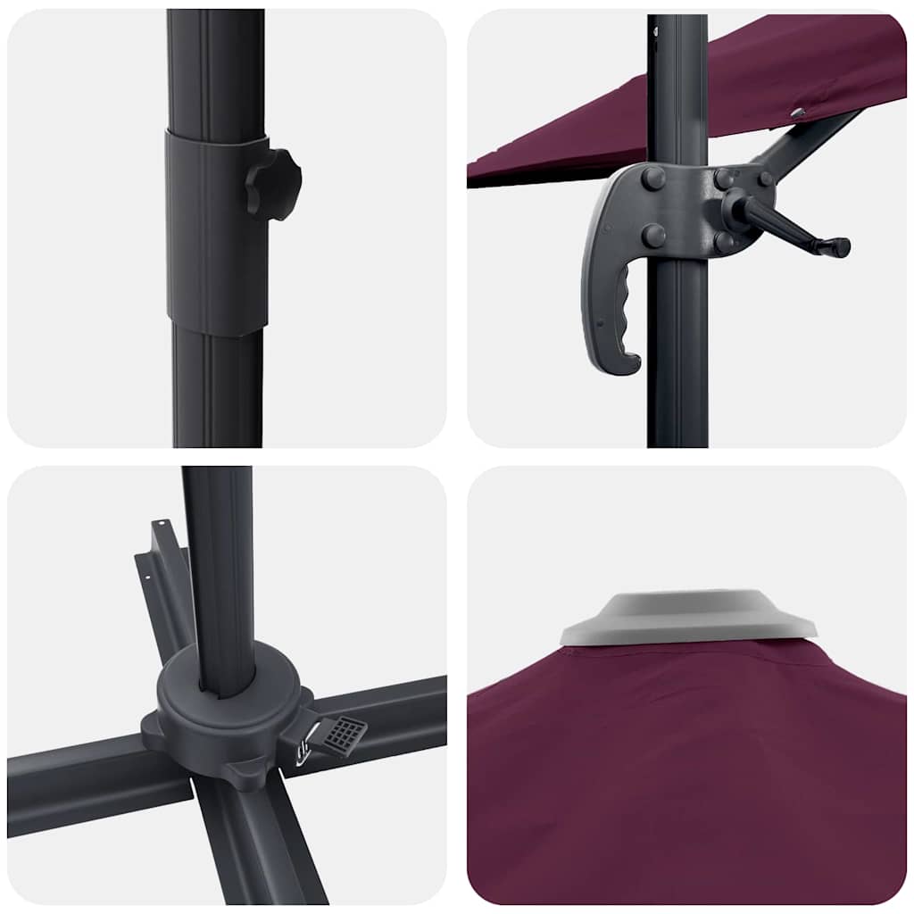 Parasol Roma Rosso 286 x 284 x 265 cm Alluminio e Poliestere