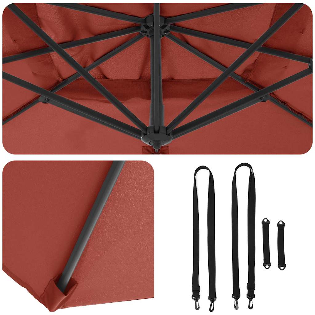 Parasol Roma Rosso 286 x 284 x 265 cm Alluminio e Poliestere