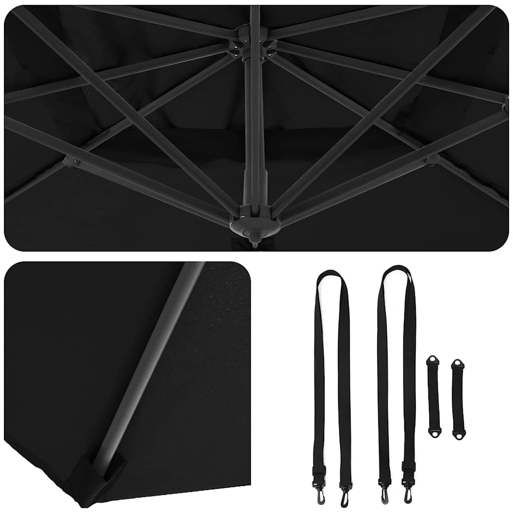Ombrellone 351 x 250 x 260 cm Poliestere e Alluminio Nero
