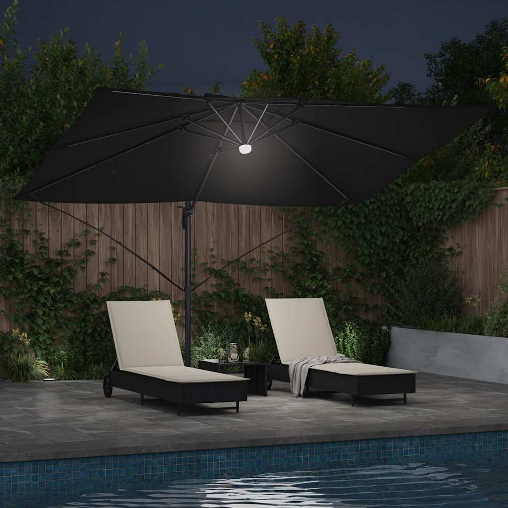 Ombrellone Nero 351 x 250 x 253 cm Poliestere e Alluminio