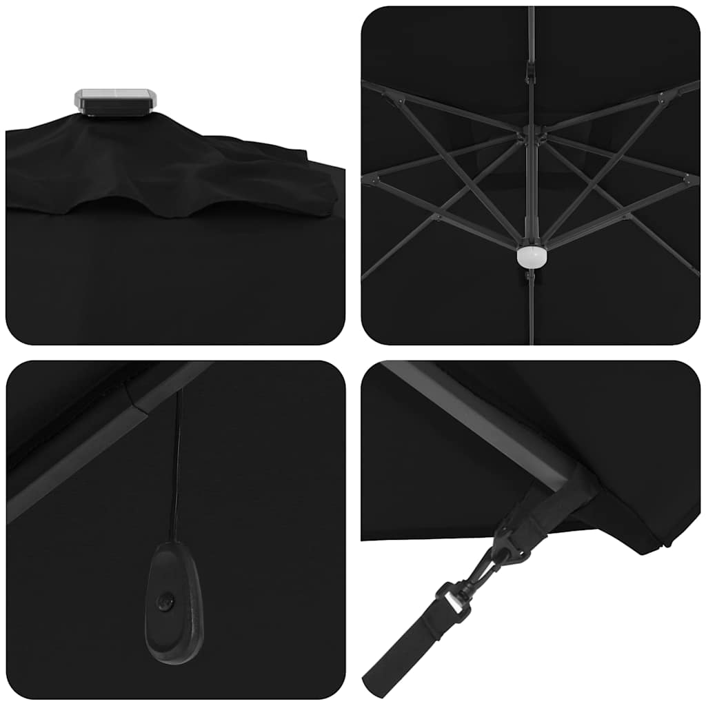 Ombrellone Nero 351 x 250 x 253 cm Poliestere e Alluminio