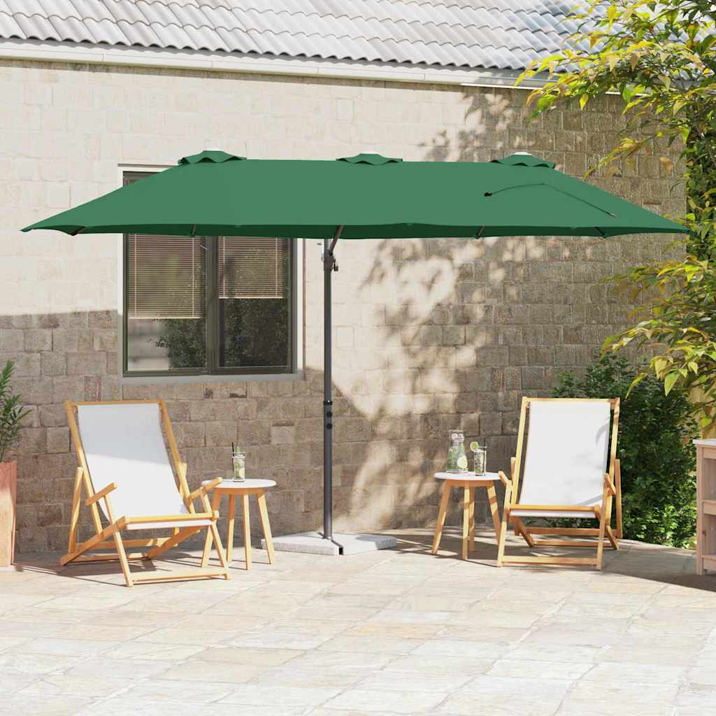 Ombrellone Verde 372 x 198 x 243 cm Poliestere e Alluminio