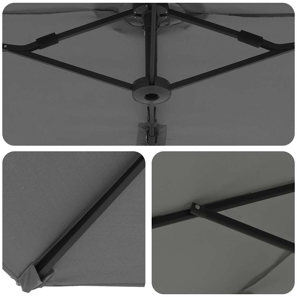 Ombrellone Antracite 372 x 198 x 243 cm Poliestere e Alluminio