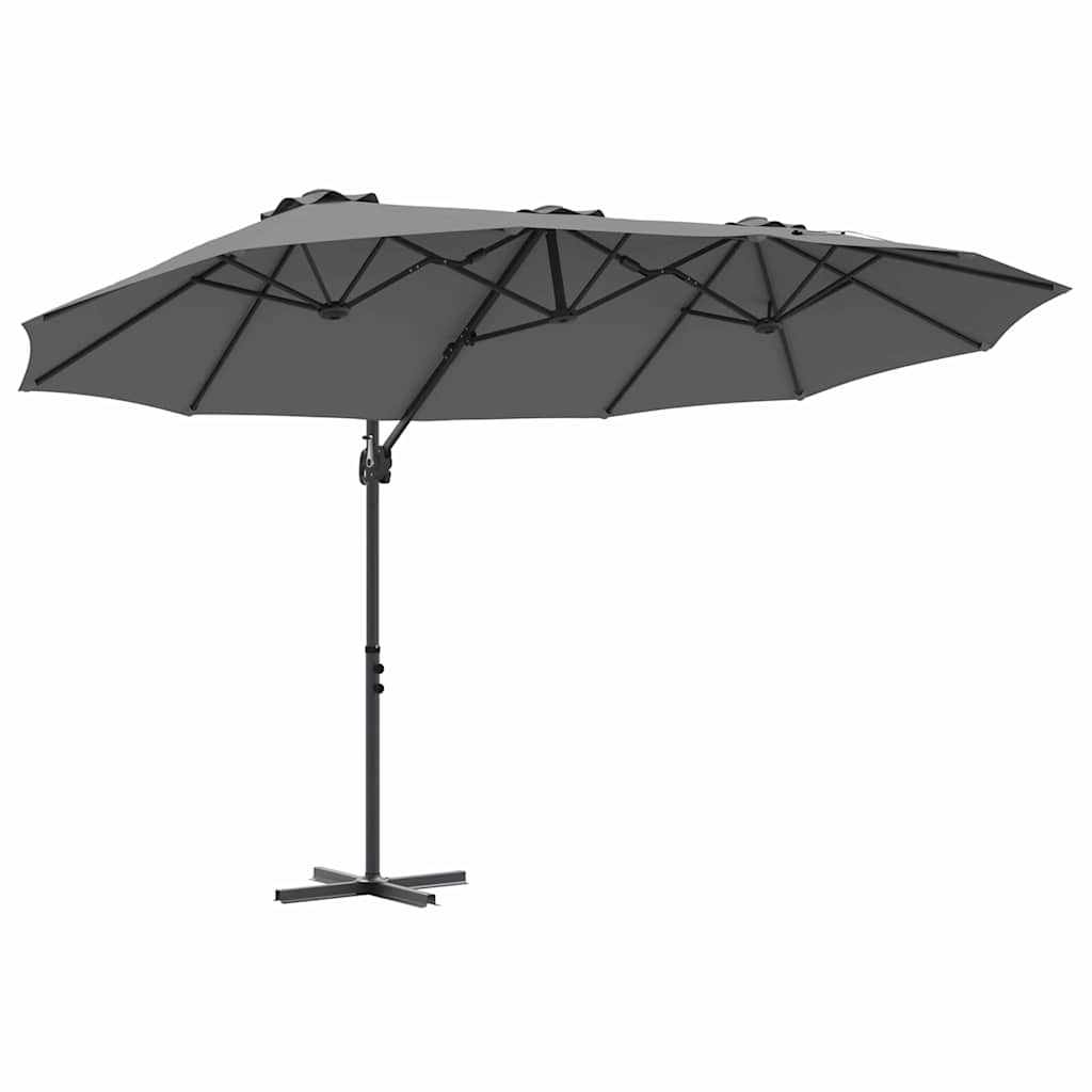 Ombrellone Antracite 372 x 198 x 243 cm Poliestere e Alluminio