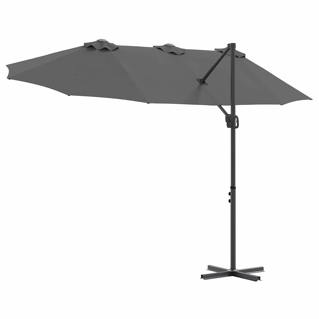 Ombrellone Antracite 372 x 198 x 243 cm Poliestere e Alluminio